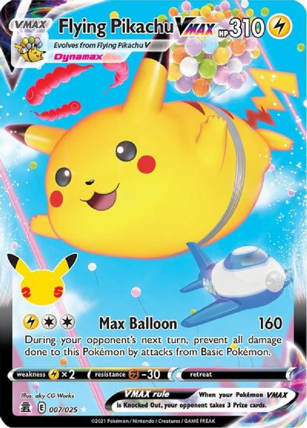 Pokemon Flying Pikachu VMAX Ultra Rare Card - SWSH Celebrations - Multicolor