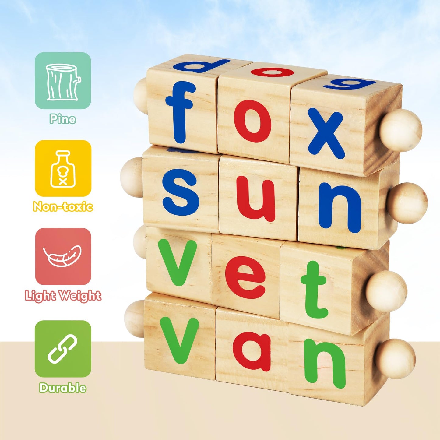 Shylizard Montessori Learning And Educational Toys Gifts For Kids 3 4 5 Years, Wooden Reading Blocks Toys, Learning Activities F