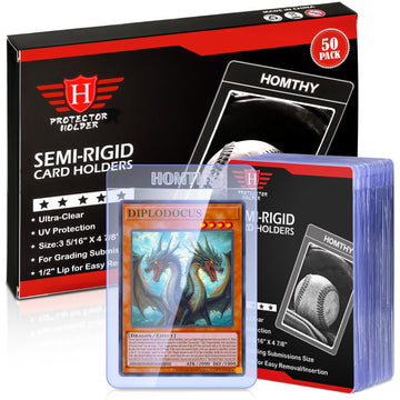 50Ct Semi Rigid Card Holders For Trading Cards, Card Sleeves With 1/2 Lip Baseball Card Protector For Psa, Bgs, Csg Graded Card