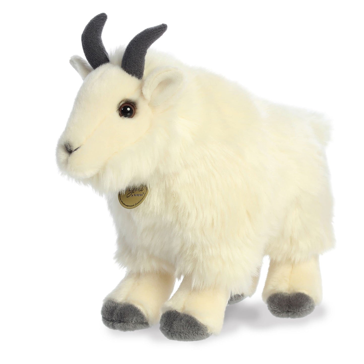 Aurora® Realistic Miyoni® Mountain Goat Stuffed Animal - Lifelike Detail - Cherished Companionship - White 10 Inches