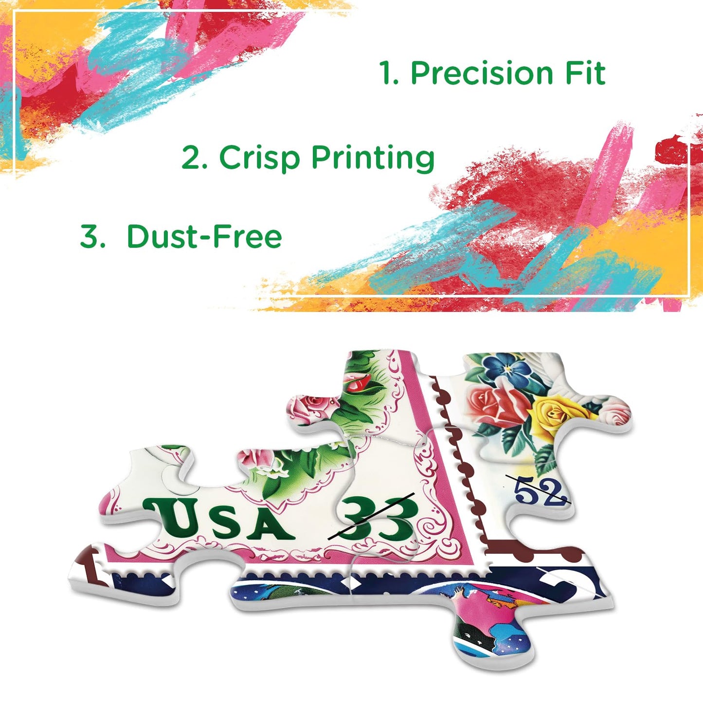 Love Heart Stamps Puzzles 1000 Pieces For Adults, Colorful Valentines Jigsaw Puzzle, Romantic Collage Puzzles For Father'S Day A