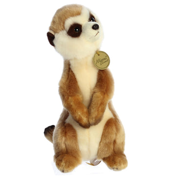 Aurora Miyoni Meerkat Plush Toy, 10 inches, Brown, Soft Plush Material, Model 26228