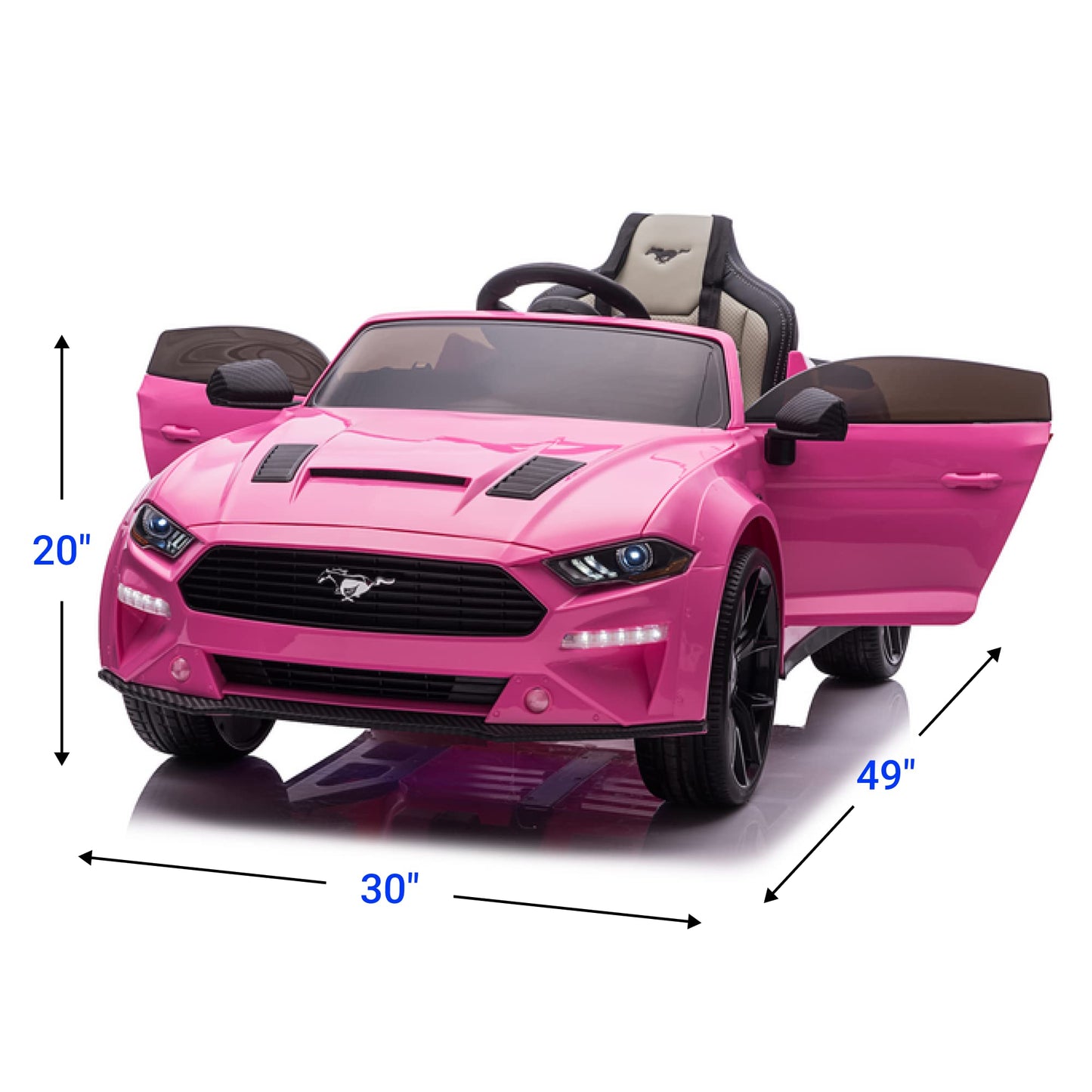 Ford Mustang 24V Ride On Kids Car 4WD Powerful Electric Vehicle, with Rubber Wheels, Bluetooth, FM Radio, Remote Control, Leathe