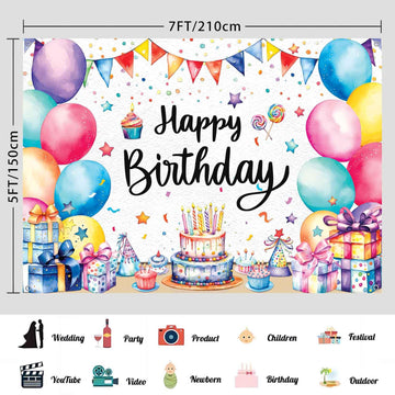 LDWLYW Colorful Birthday Backdrop Large Happy Birthday Banner Backdrop Big Happy Birthday Party Decorations Supplies Indoor Outd