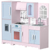 BRINJOY Play Kitchen for Kids, Wooden Kids Kitchen Playset w/Faucet, Sink, Stove, Oven, Window, Cookware, Storage Cabinets, Todd