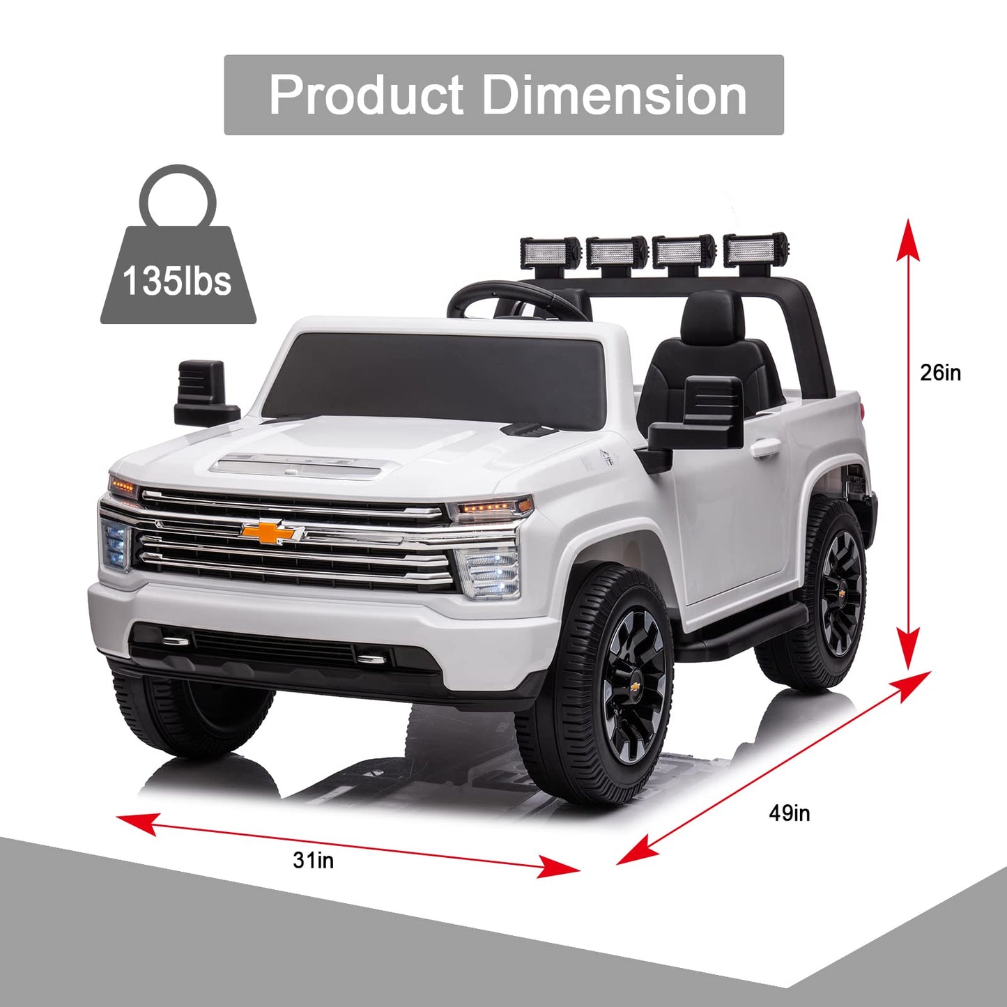 Luibas 24V Kids Ride On Car For Big Kid, Battery Powered Licensed Chevrolet Silverado Hd, Utv Truck With Eva Tires Wheels, 2 Sea