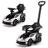 Costzon Push Cars For Toddlers, 3 In 1 Licensed Lamborghini Stroller Sliding Walking Car W/Handle, Armrest Guardrail, Underneath Storage, Horn, Foot-To-Floor Ride On Toy For Boys Girls (White)