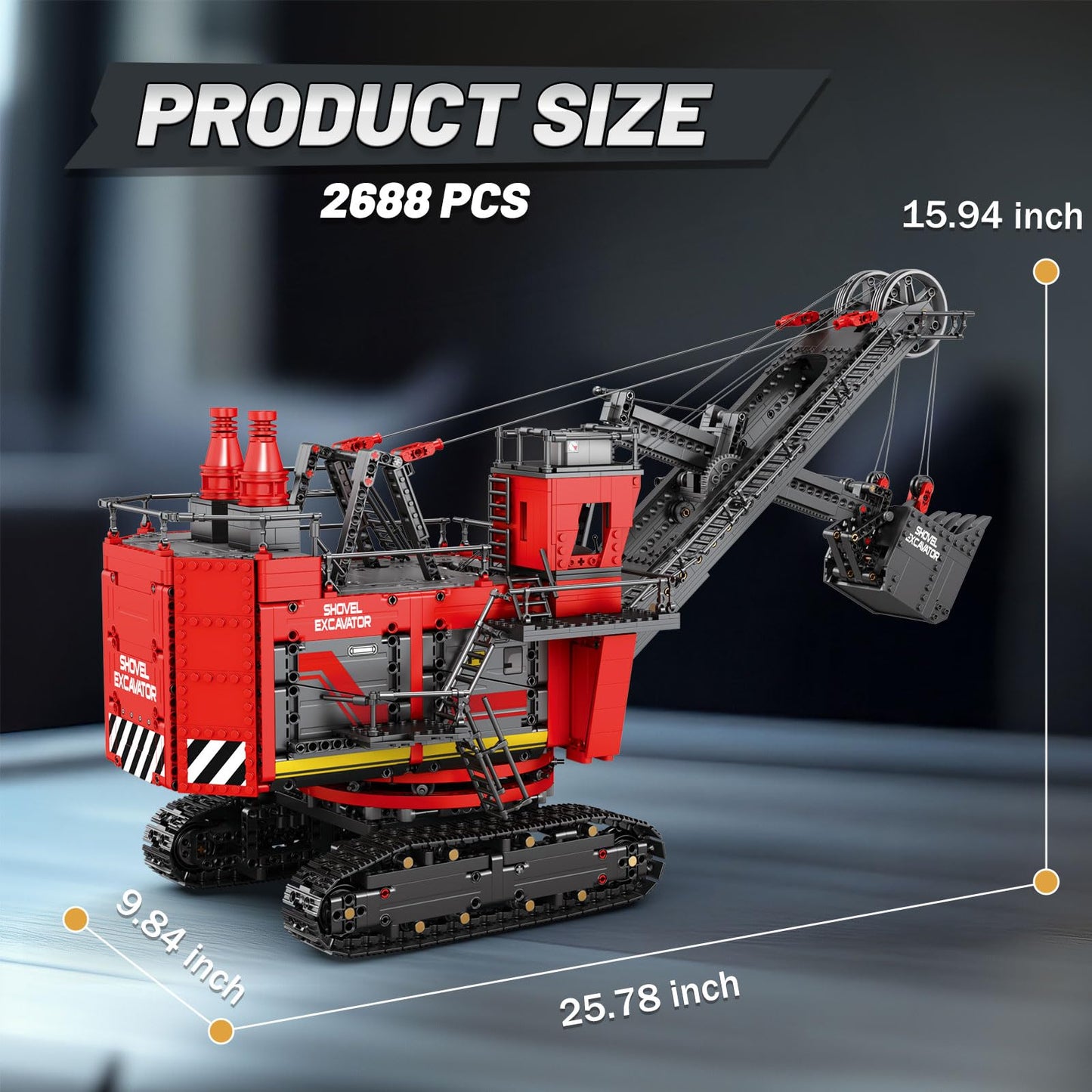 Reobrix RC Excavator Building Blocks Set 22014, 2688PCS Construction Toy Kit, 19.6" x 11" x 7.1", APP & Remote Control for