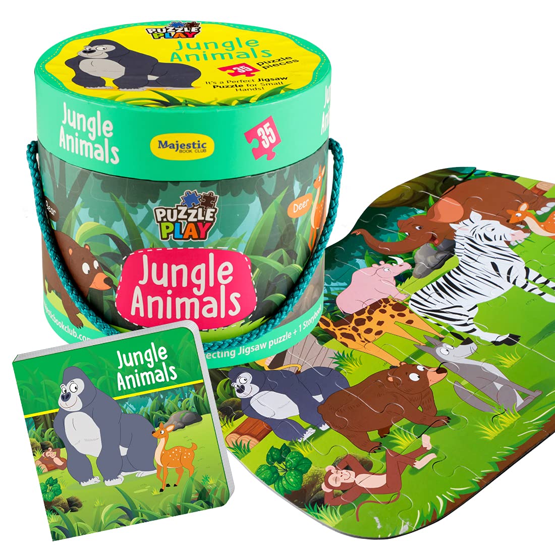 The Book Tree Jungle Animals Puzzles For Kids For Age 3+ I 35 Jigsaw Puzzle Pieces & 1 Storybook I Educational Toy For Children