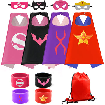 COTATERO Kids Superhero Capes Set (4PCS) - Colorful Nylon Costumes for Birthday Party & Christmas Gift, 27*27 inches