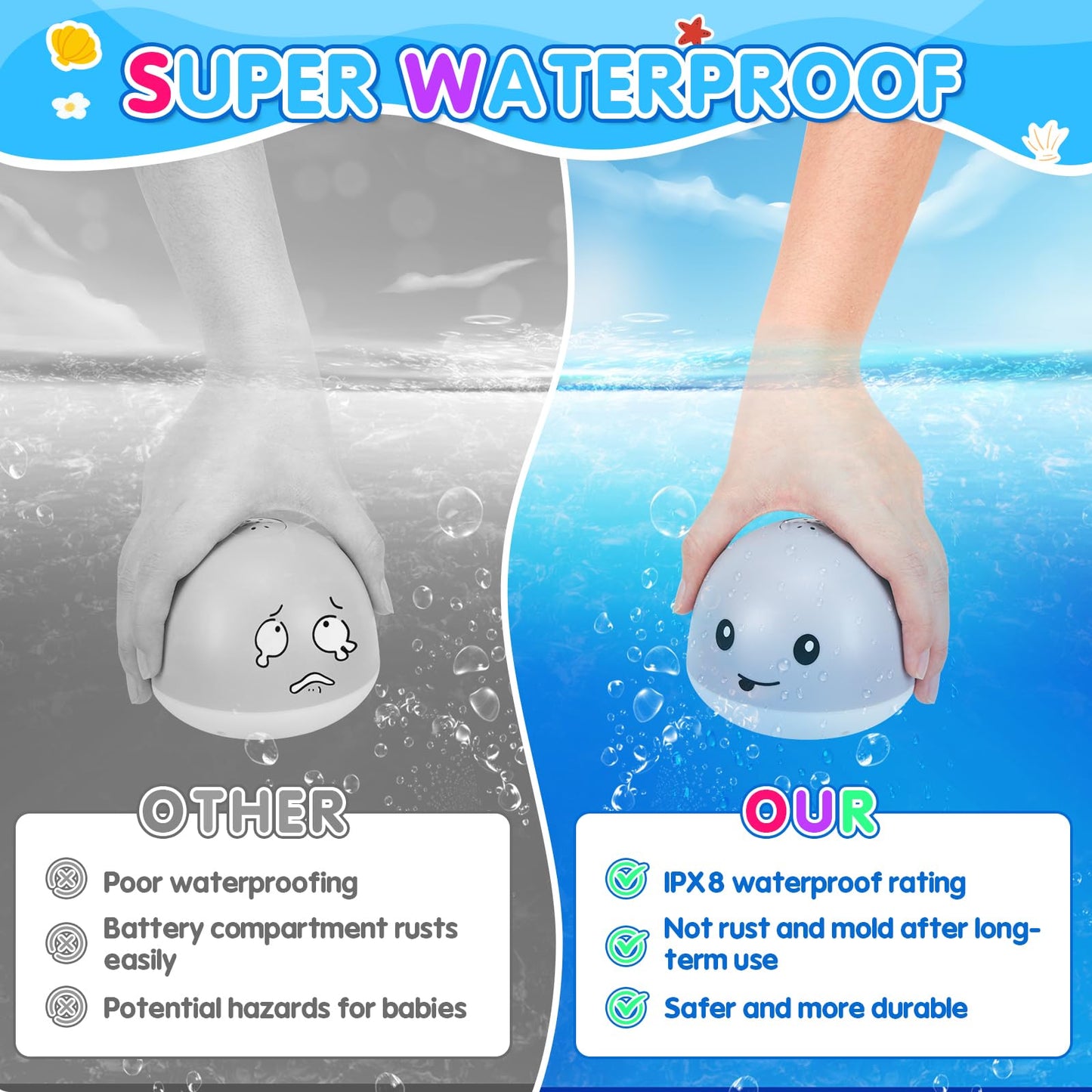 2025 Latest Whale Bath Toy Sprinkler With Charging Dock, Light Up Bath Toys For Babies 6-12 12-18 Months N Kids Ages 1-3, Toddle