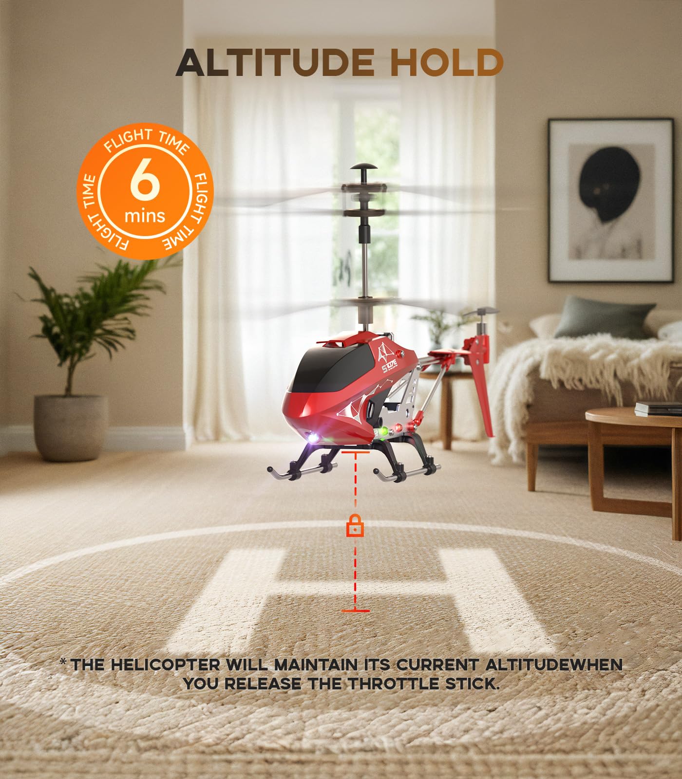 S107H-E Rc Helicopter With Altitude Hold, 3.5 Channel, Gyro Stabilizer - For Kids And Beginners