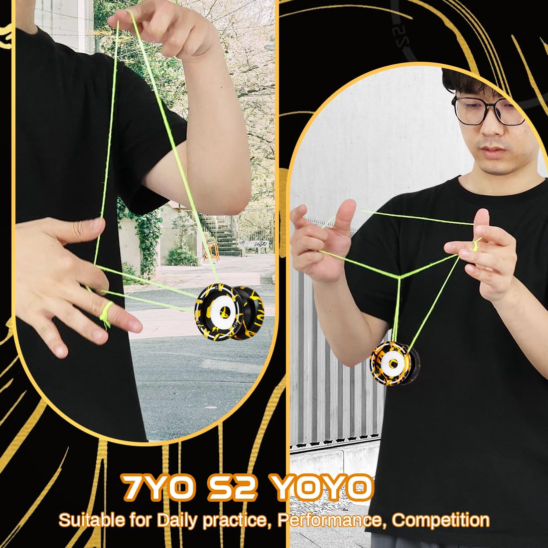 7Yo S2 Dual Purpose Responsive Yoyo Professional Tricks Yoyo For Adults, Finger Spin Yoyo Easy To Tug Return, Metal Alloy Yoyo F
