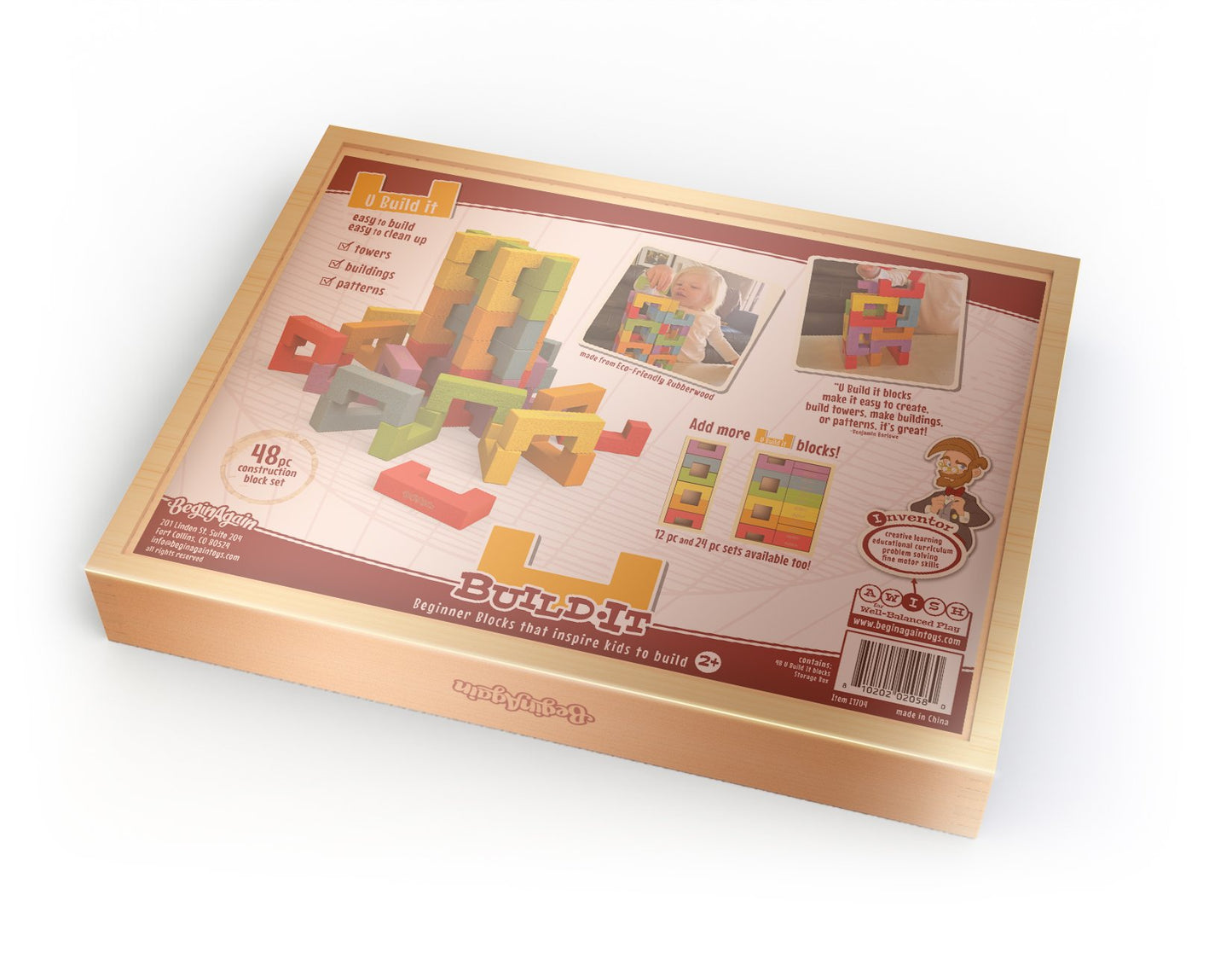 Beginagain - U-Build Its, Construction & Pattern Blocks, Help Promote Early Math, Spatial, & Fine Motor Skills, 48Piece Playset (For Kids 2 & Up)