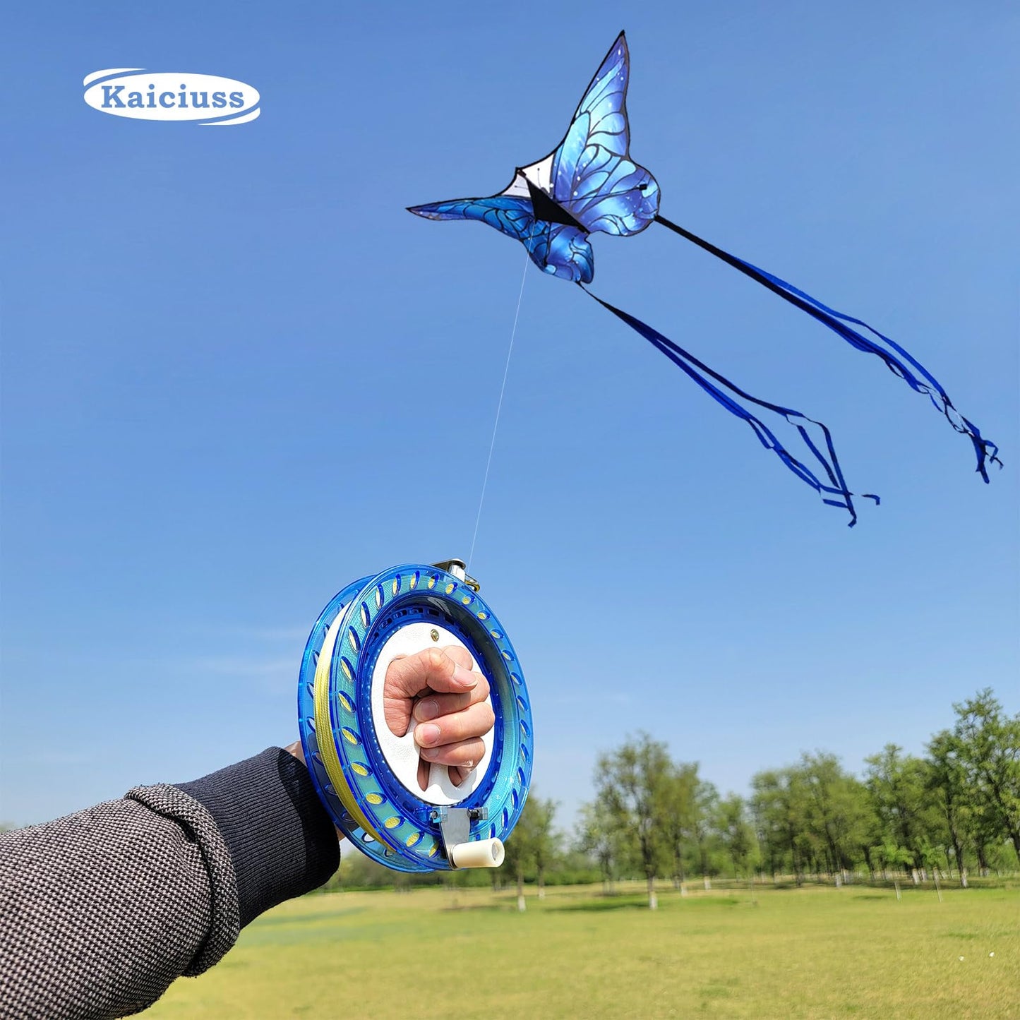 Kaiciuss 7.2 Inch Kite Reel Winder With Line, Kite String Reel For Kids & Adults, Easy To Use Kite String And Spool, It Comes With Durable Kite Thread And Connector (Dark Blue)