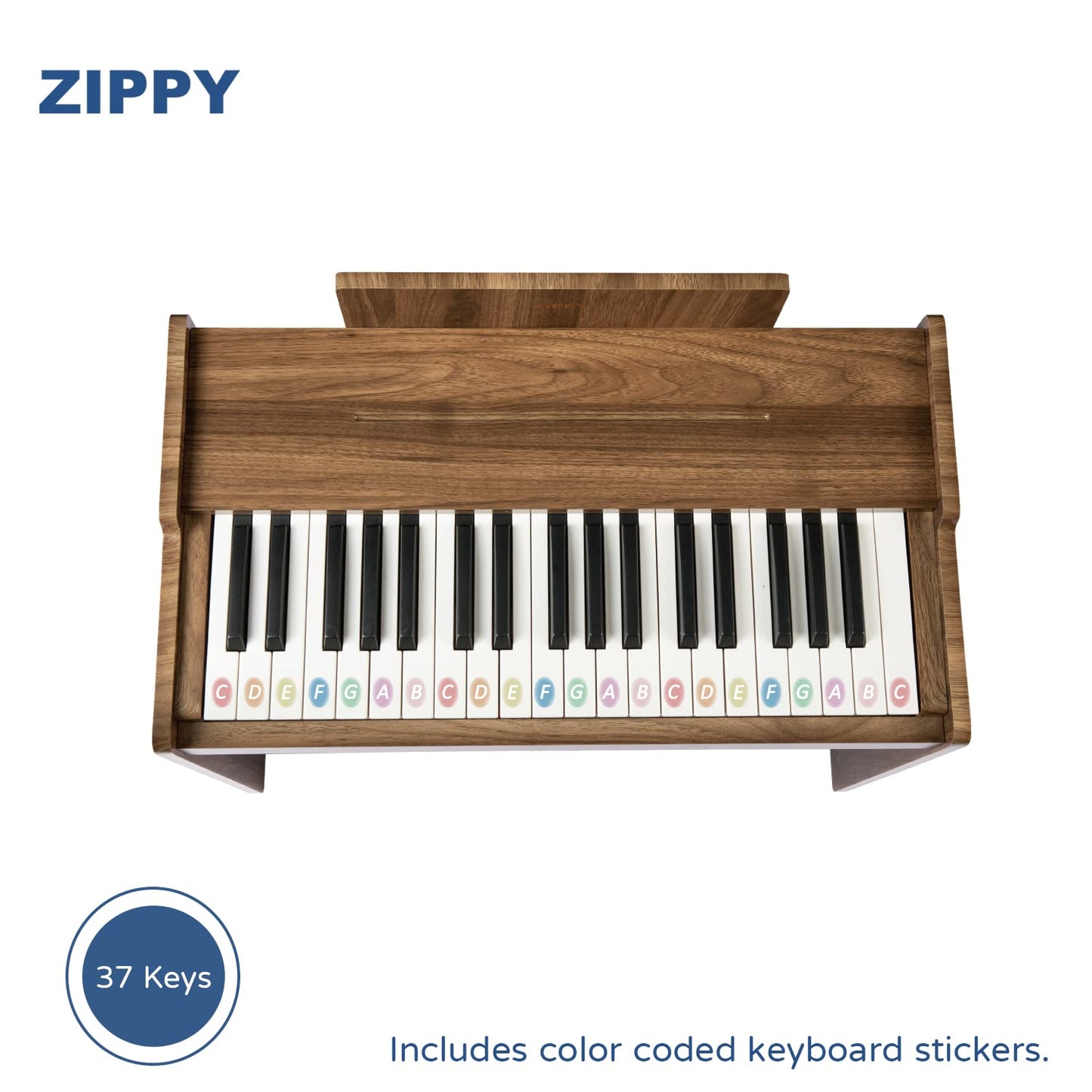 Zippy Kids Piano Keyboard, 37 Keys Digital Piano For Kids, Music Educational Instrument Toy, Wood Piano For 3+ Girls And Boys, W