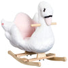 Qaba Kids Plush Rocking Horse Toy with Music, Large, Pink and White, for Children 18 Months and Up