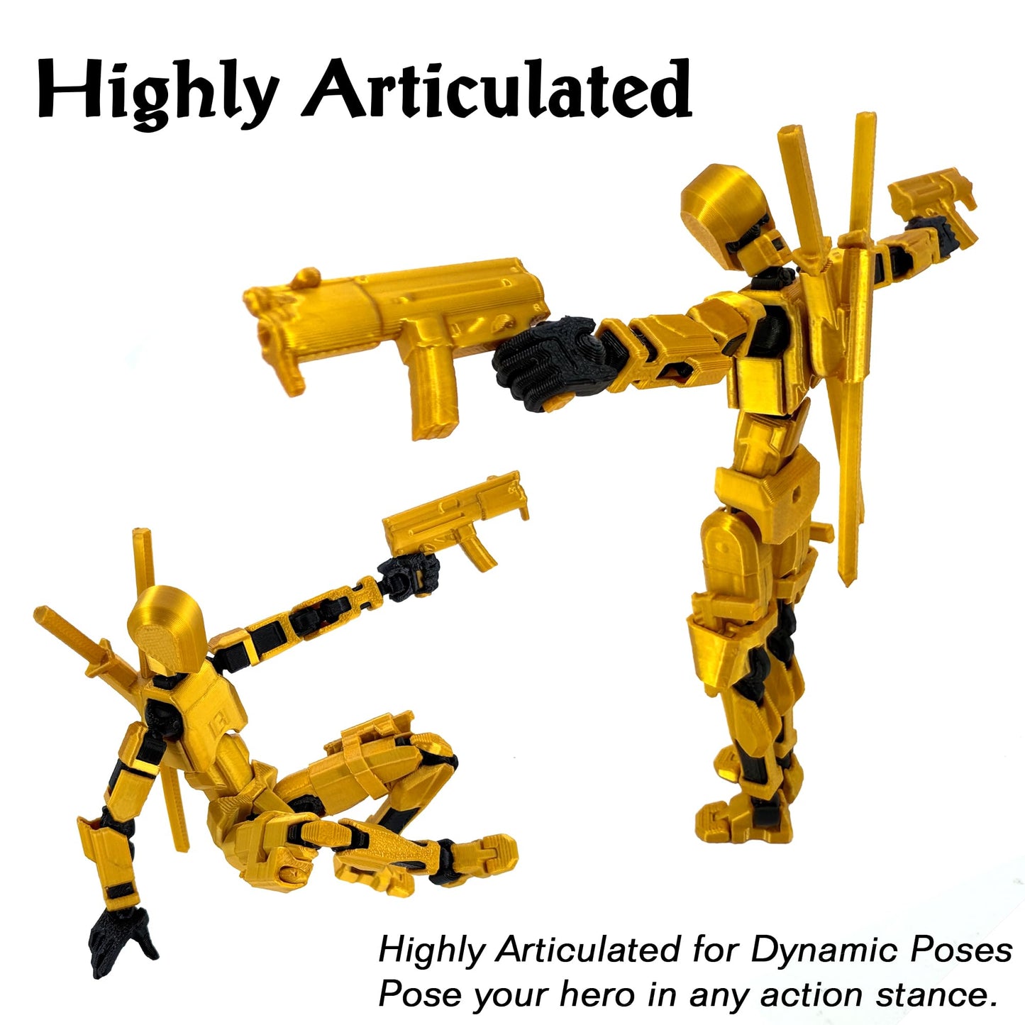 ?Assembled? T13 Action Figure Set Giant decorative replica blade Titan 13 Robot Action Figure 3D Printed robo 13 Action Fidget Toys Dummy Figure Articulated T13 for Collectors Desktop Decorations (Black-Green)