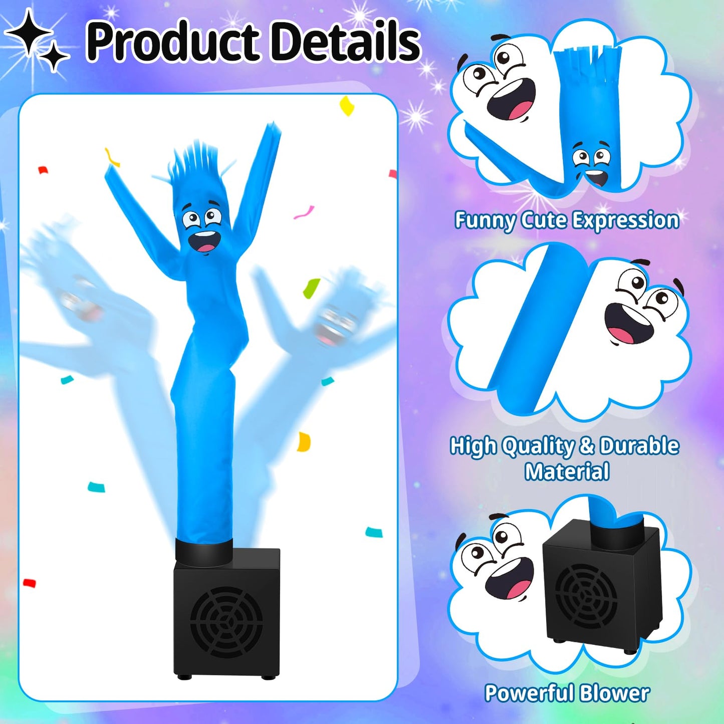 Poen Easter Mini Inflatable Tube Man Gag Funny Gift For Kids Wacky Waving Inflatable Tube Guy With Blower Joke Toy Desktop Quirky White Elephant Gift For Table Birthday Party Decor(Laugh)