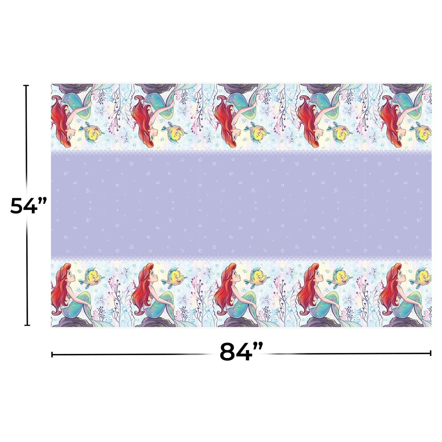 Unique Disney The Little Mermaid Rectangular Plastic Table Cover - 54 x 84, 1 Pc