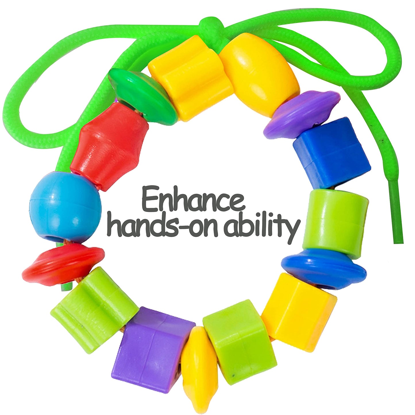 Plastic Lacing Beads For Kids With Fun Shapes, Long String, And Brilliant Colors, Educational Occupational Therapy Toys-Fine Mot