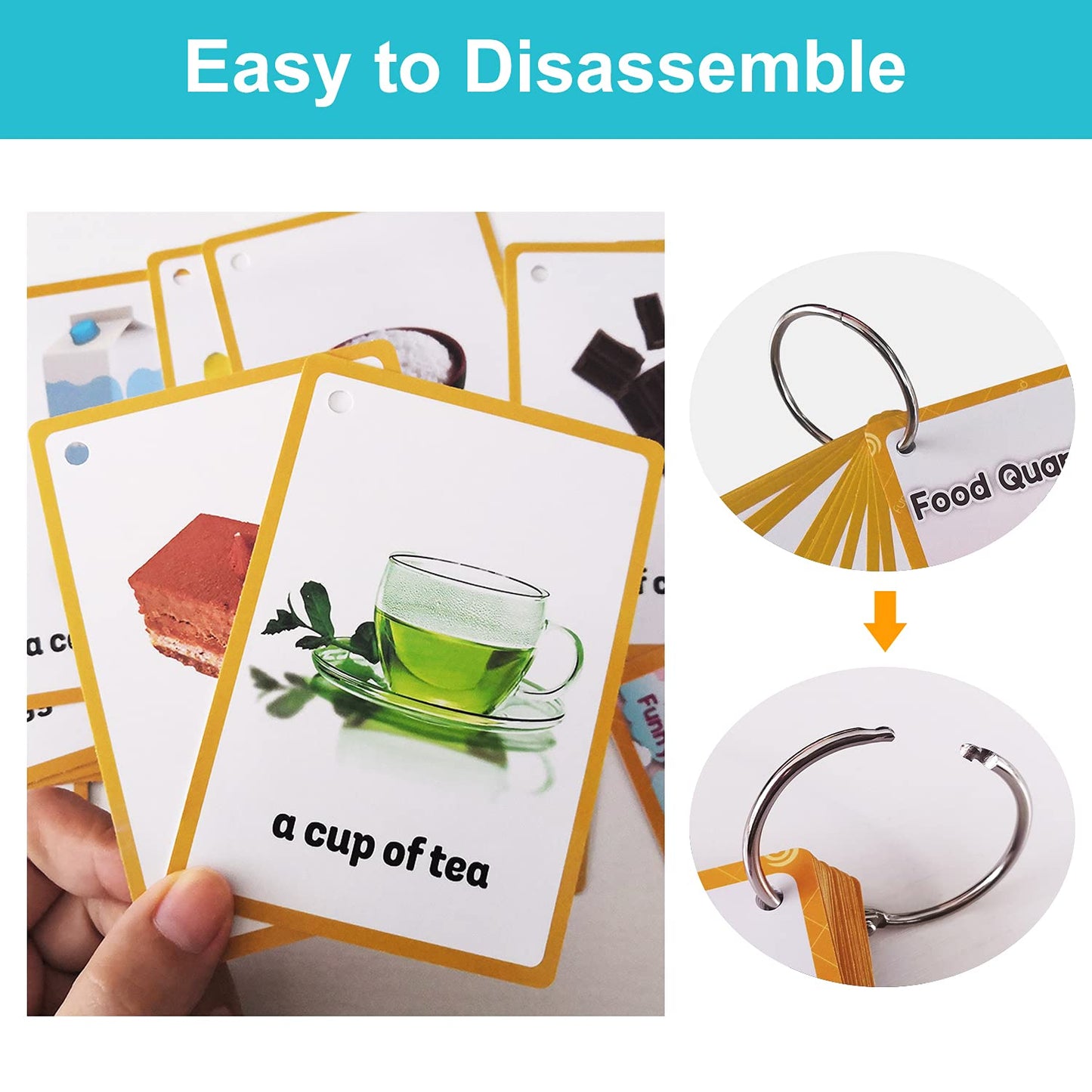 Lilias Food Quantities Flash Cards, Toddler Learning Toys, Preschool Learning Toys, Homeschool Supplies, Learning Supplies For Kindergarten, 4.3 X 3.14 Inch, 18 Cards In Set