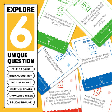 HOLY QUEST Bible Trivia Game - 400 Cards for Bible Study, Youth Groups & Family Fun - Perfect Christian Gift, Yellow