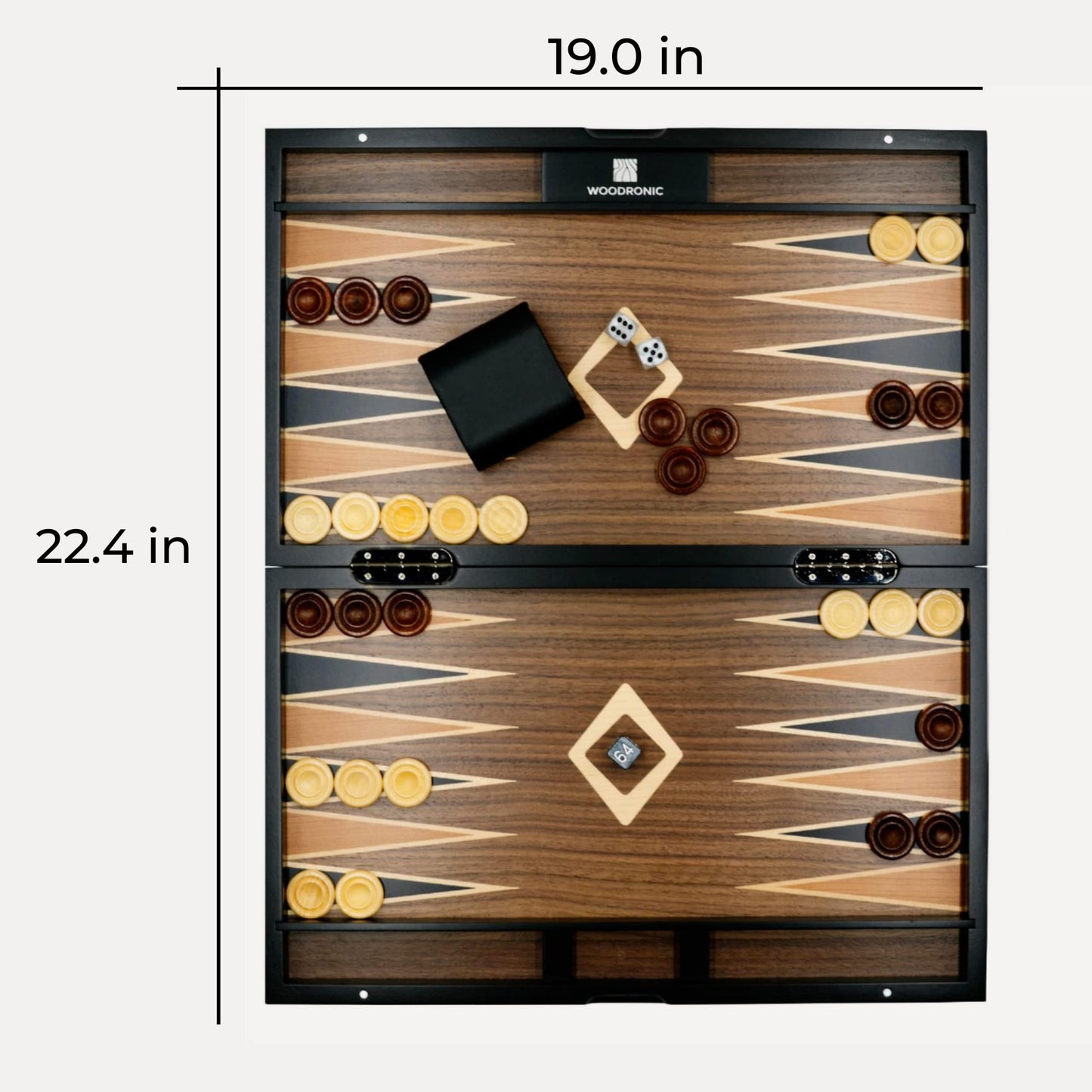 Woodronic 19'' Backgammon Set For Adults, Folding Classic Board Game, Best Strategy Game And Smart Game Of Tactics