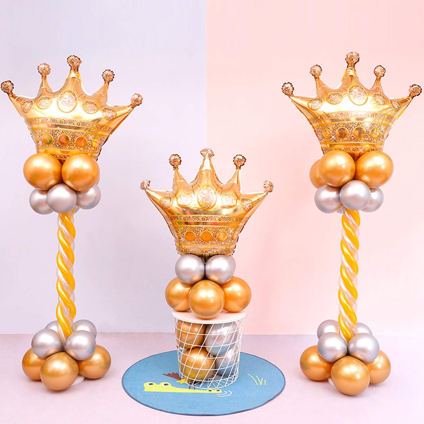 Myubwtf 6 Pieces 23 Inch Large Gold Crown Balloons, Giant Foil Cap Balloon, Aluminum Foil Helium Balloons For Birthday Wedding Party Decorations Anniversary Party Halloween Christmas (23-Inch)