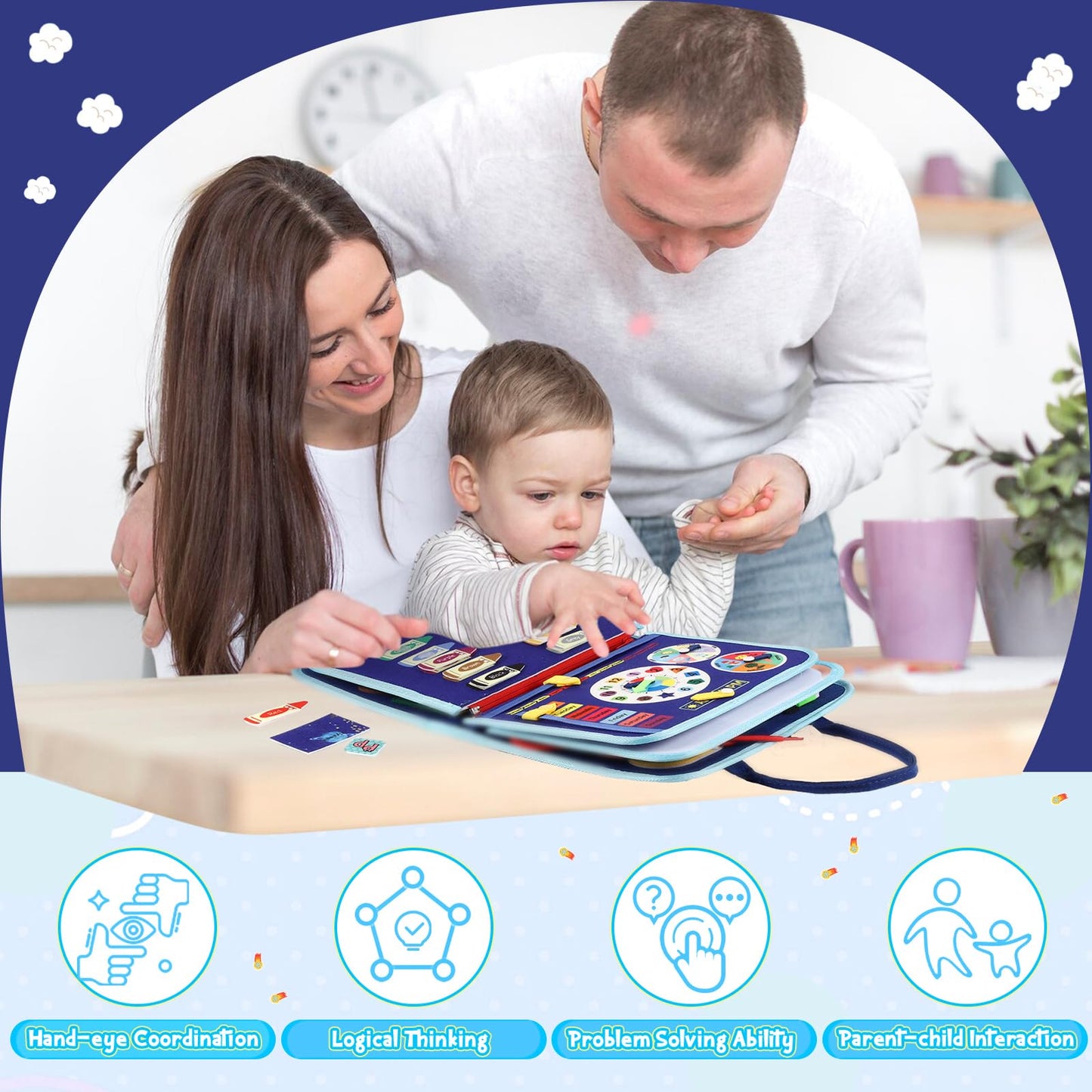 Lanjue Toddler Busy Board, Montessori Toys For 3+ Year Old Boys Birthday Gifts, Busy Book Sensory Board Learning Educational Act