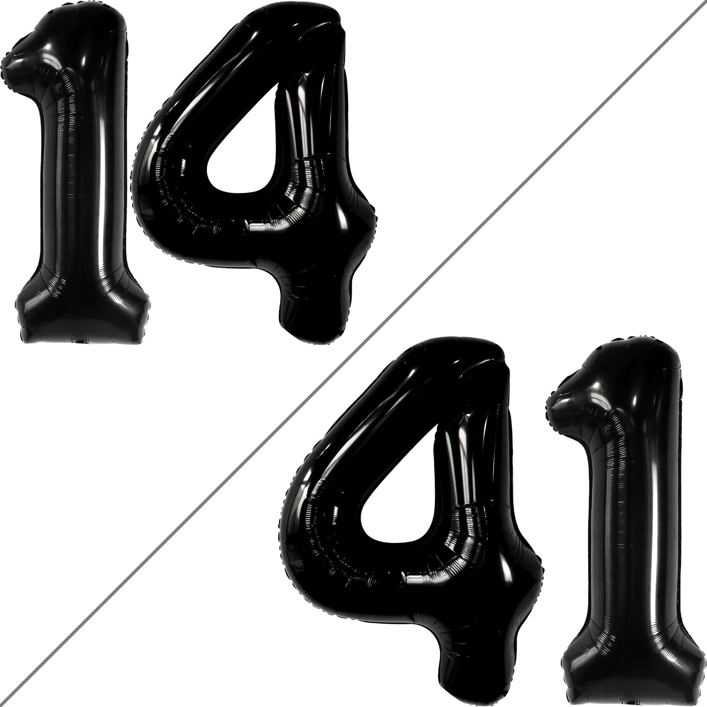 Katchon, Giant Black 14 Balloon Numbers Foil - 40 Inch | 14 Birthday Decorations For Boys | Black 14Th Birthday Balloons For Teen Boy Birthday Decorations 14 | 14Th Birthday Decorations For Boys