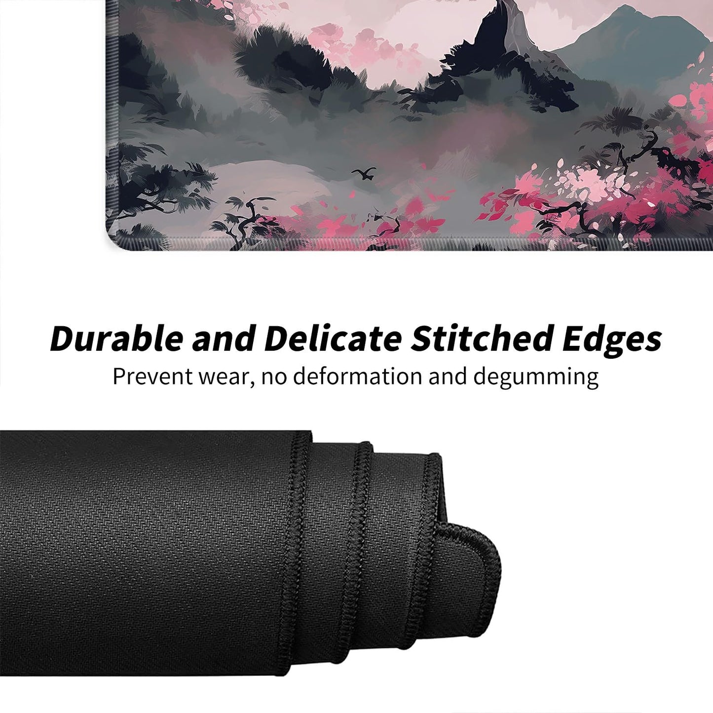 Mountains With Pink Flowers For Mtg & Tcg Playmat Mouse Pad,Bfdhgqzc 24'' X 14'' Game Mat For Mtg/Rpg/Ccg Trading Card Game Play