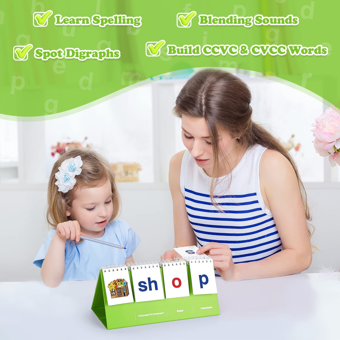 Aizweb Cvcc & Ccvc Word Builder,Phonics Games Flash Card For Preschool Kindergarten Classroom,Special Education Reading Manipulative Spelling Toy For Learning Activity Teacher School Supplies