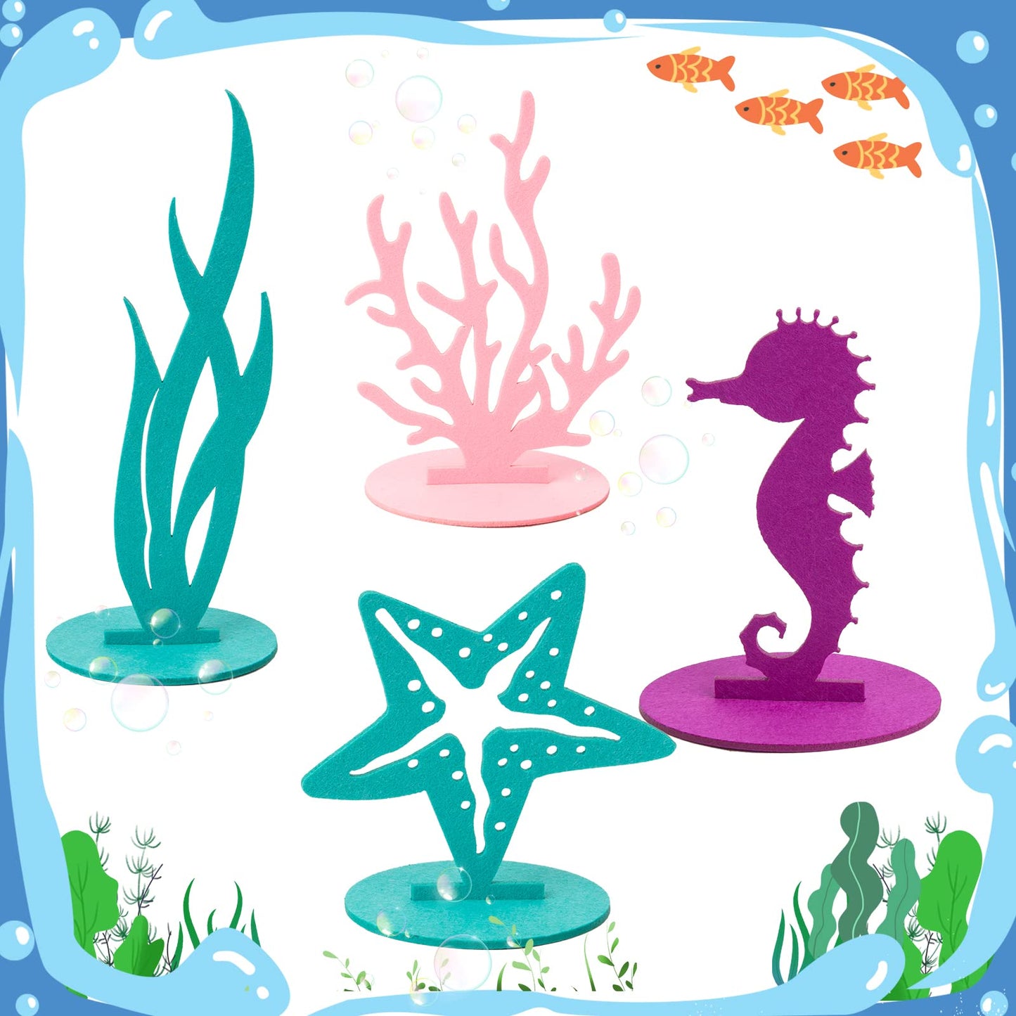 Sunbeauty 20Pcs Mermaid Party Decoration Diy Felt Table Centerpiece Under The Sea Baby Shower Little Mermaid Girl Birthday Party