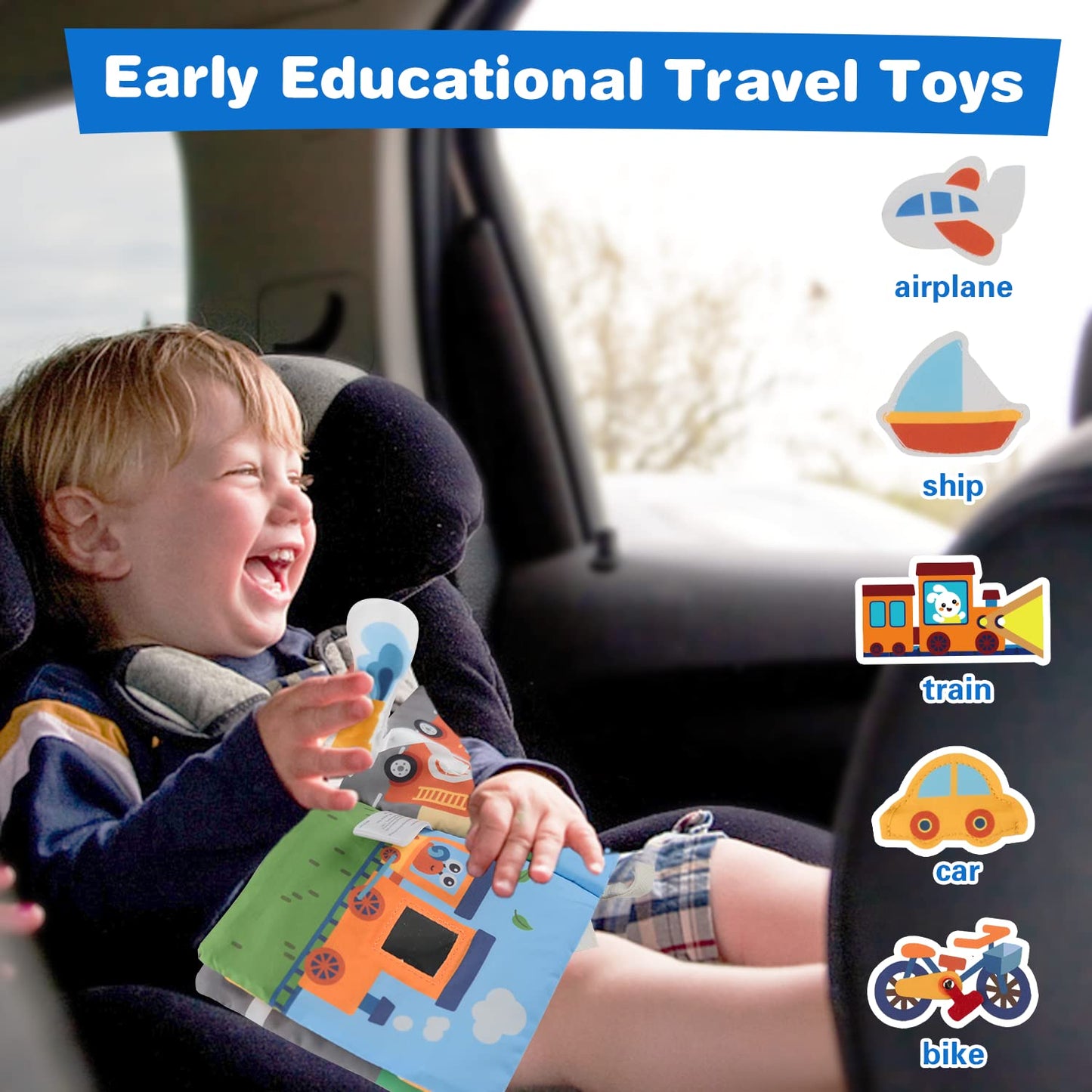 Richgv Baby Books Toys 6-12 Months, Baby Sensory Toys Activity Book Busy Book Learning Toys Travel Toys Soft Cloth Baby Books To
