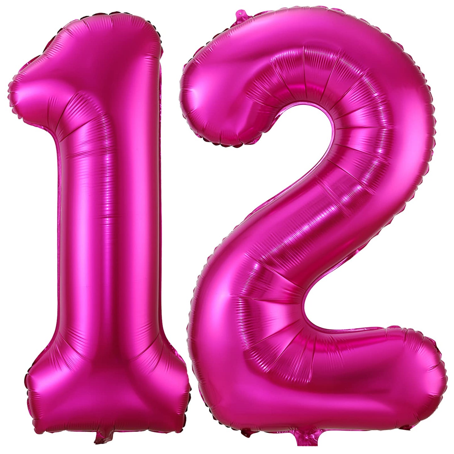 Hot Pink 12 Balloon Numbers,40 Inch 12 Or 21 Birthday Balloon Foil Mylar Number 12 Balloon Large Dark Pink Number Balloons For Birthday Party Anniversary Festival Decorations