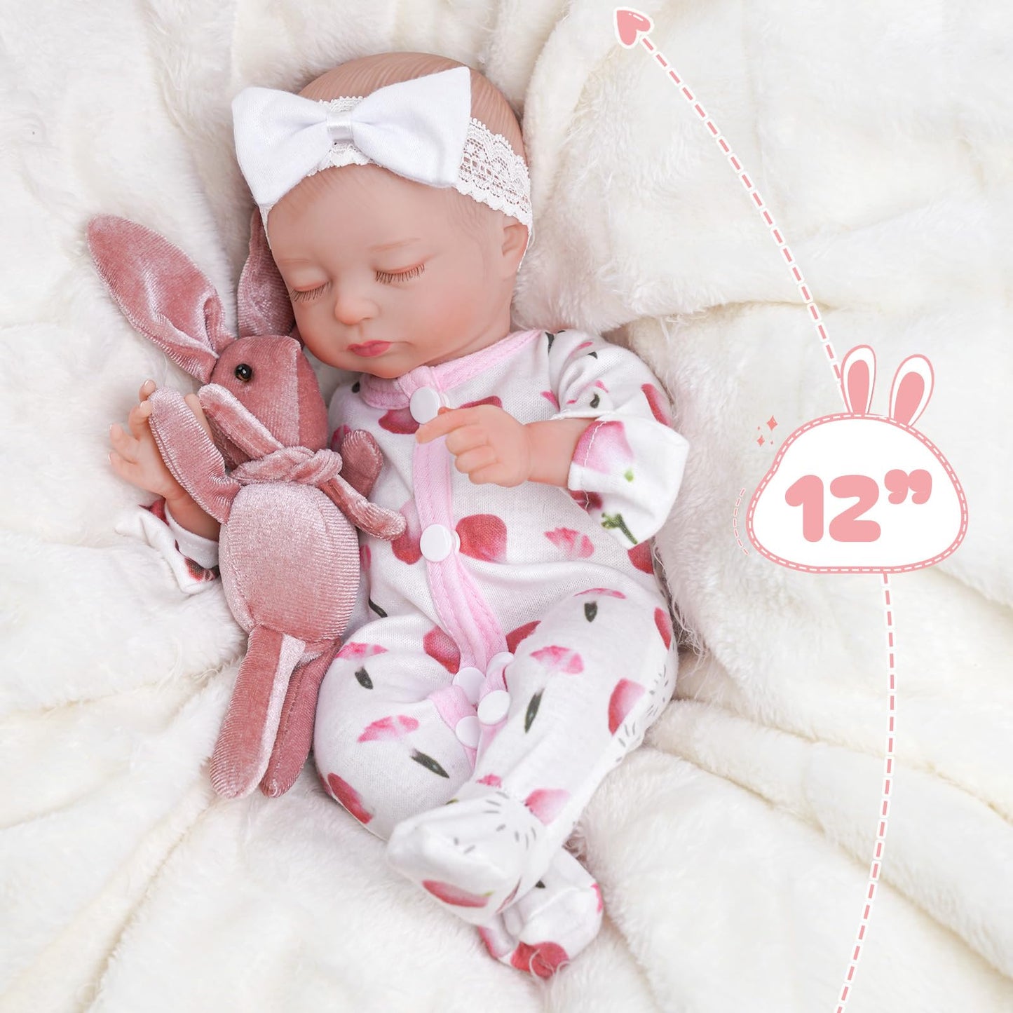 Babeside Lifelike Reborn Baby Dolls Beta- 12-Inch Baby Soft Body Realistic-Newborn Baby Dolls Full Vinyl Body Poseable Real Life Baby Dolls Girl Gift Box For Kids Age 3+