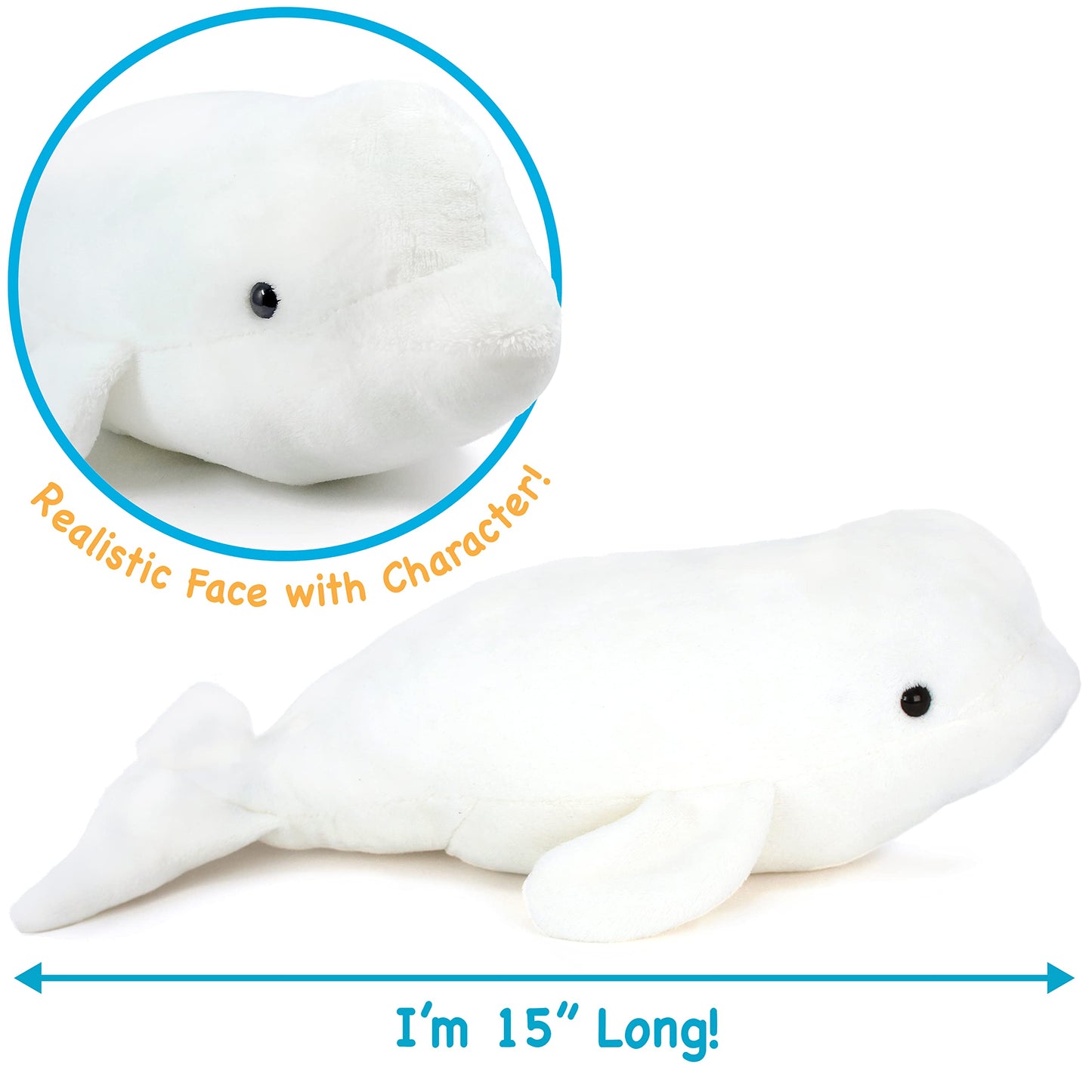 Tigerhart Billiam The Beluga - 15 Inch Stuffed Animal Plush