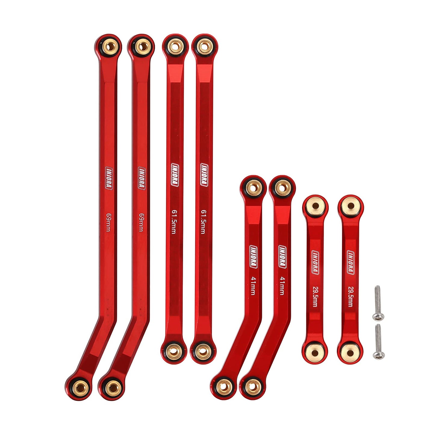 INJORA High Clearance 4 Links Set CNC Aluminum Links Set for SCX24 AXI90081 Deadbolt Axial 1/24 RC Crawler Car,8PCS (Red)