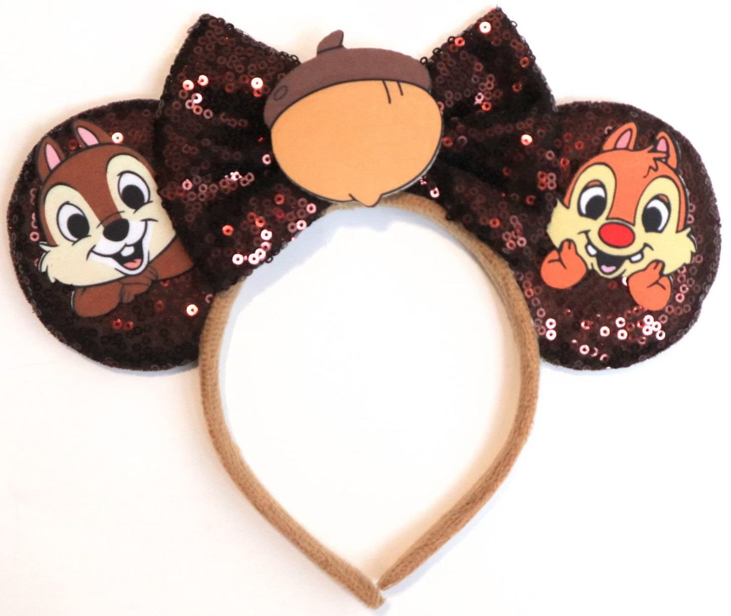 CLGIFT Minnie Ears Collection: Brown, Silver Gold Blue, Rainbow Sparkle, and Classic Red Sequin Designs (Chip n Dale)
