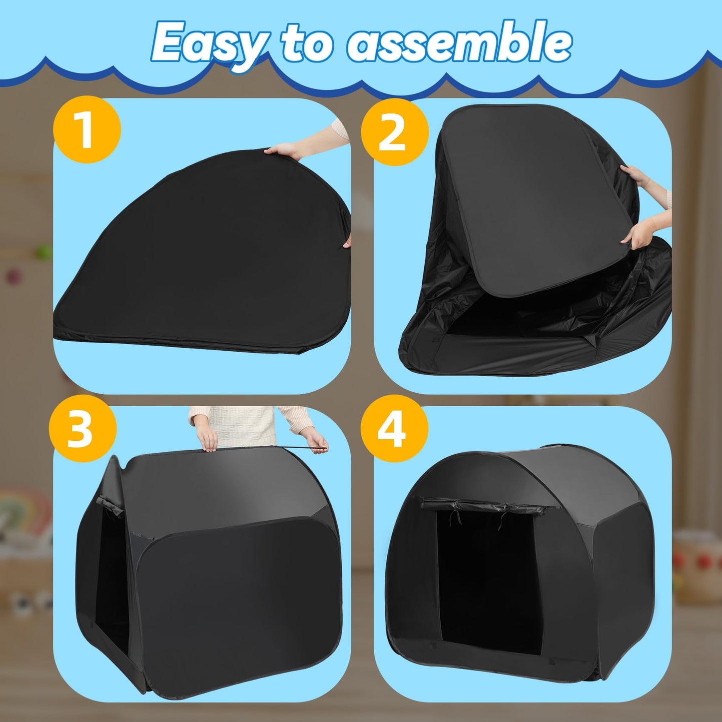 Sensory Tent For Kids 47.2 * 47.2 * 47.2 In - Portable Pop-Up Play Tent For Calming Down & Improving Focus - Ideal For Children