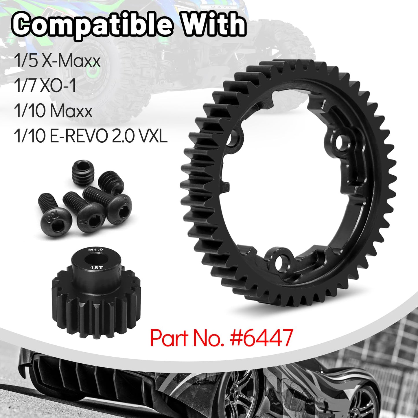 Ogrc 46T 1 Mod Hardened Steel Spur Gear With 18T Motor Pinion Gear For Traxxas 1/5 X-Maxx 1/7 Xo-1 1/10 Maxx/E-Revo 2.0 Vxl Repl