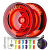 Professional Responsive Yoyo K2 Crystal, Dual Purpose Plastic Yoyo For Kids Beginner, Replacement Unresponsive Bearing For Advanced Yoyo Players + Removal Tool + 12 Yoyo Strings + Yo Yo Bag(Red)