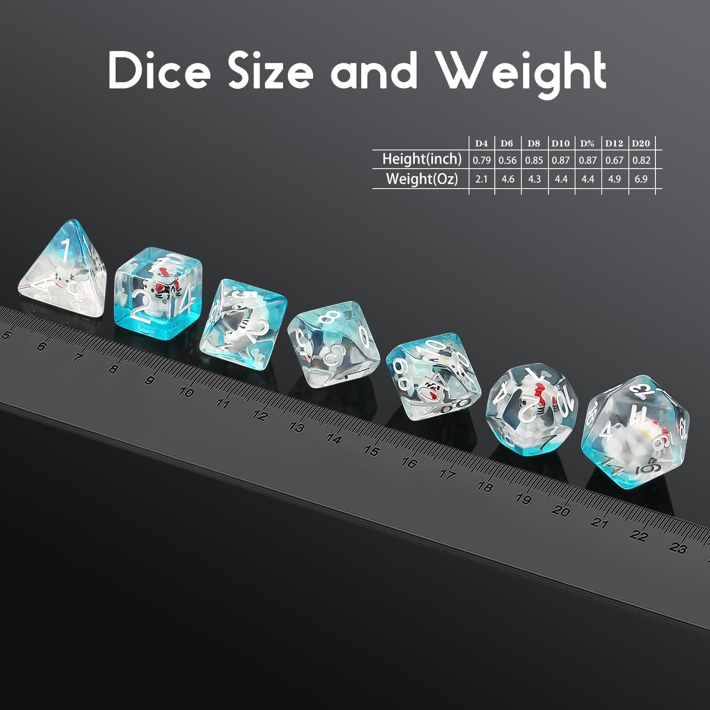 Kitty Dungeons And Dragons Dice,Dndnd 7Pcs D&D Dice Set With Velvet Bag For Dnd Role Playing Games And Tabletop Games(Kitty