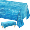 3 Pieces Ocean Waves Tablecloth 54 X 108 Inch Water Print Plastic Table Cover Ocean Party Table Cloths For Beach Pool Birthday U