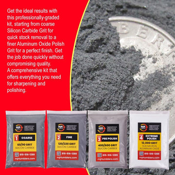 Refill Grit Kit W Mjr Tumblers Premium Quality Extreme Polish 12,000 Grit Sub Micron Aluminum Oxide Polish For Unparalleled Result. For 12Lb Rock Tumblers W Silicon Carbide, Disabled And Veteran Owned