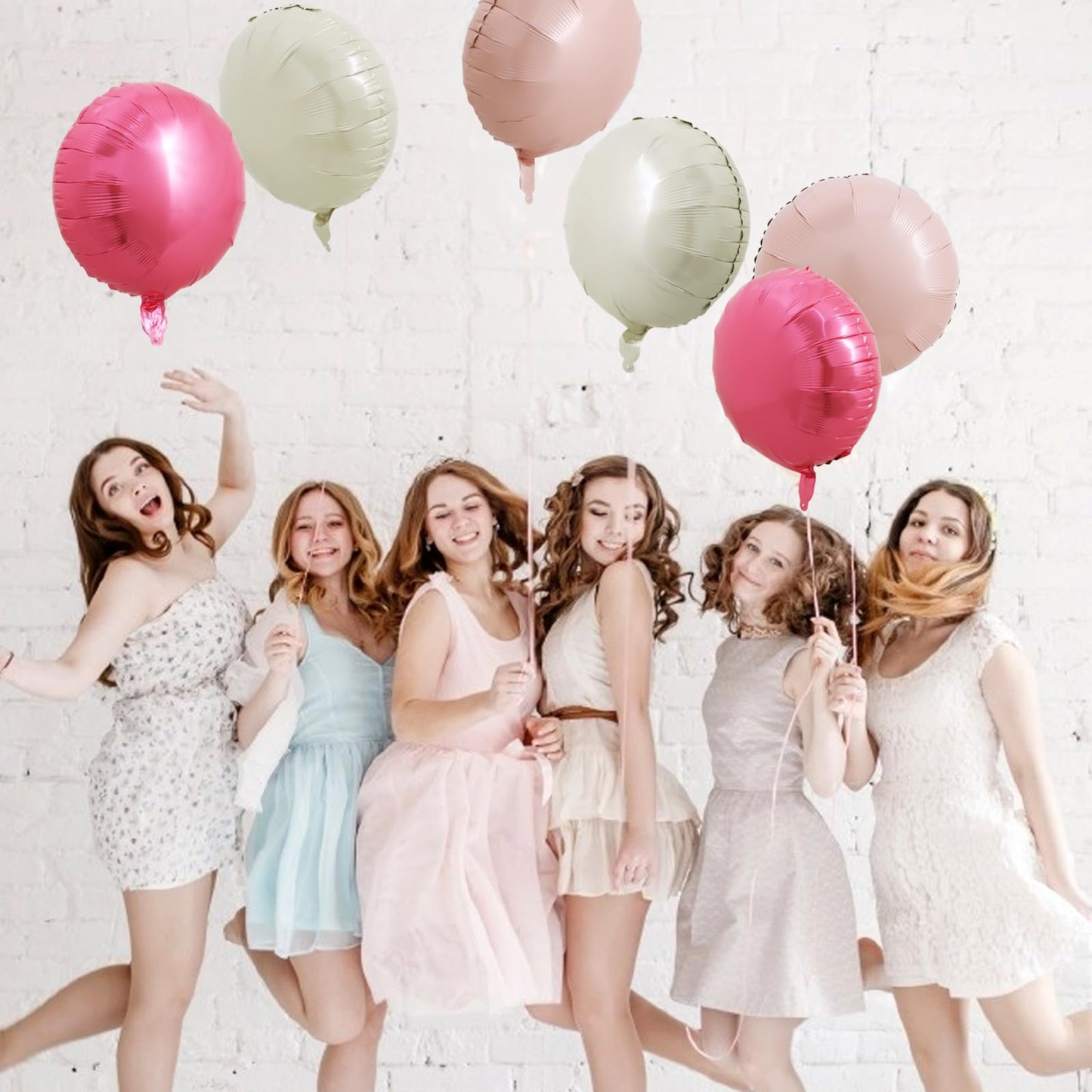 TONIFUL 30Pcs 18 Inch Balloons Large Pink and Cream White Round Shape Foil Ballons Big Round Helium Mylar Decorations for Birthd