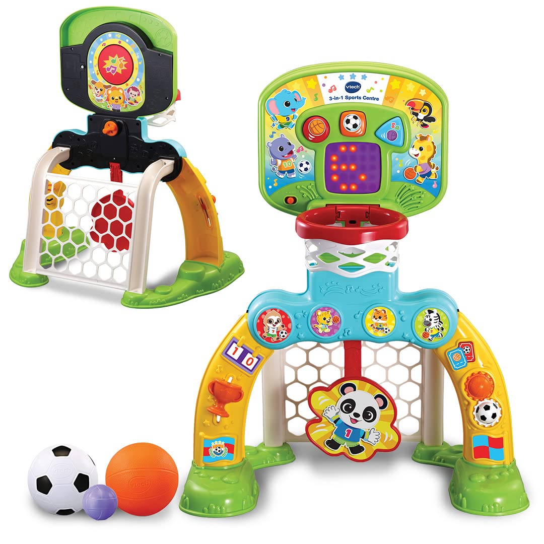 Vtech 3-In-1 Sports Centre, Baby Interactive Toy With Colours And Sounds, Learning With Role-Play, Suitable For Baby Boys & Girls From 12 To 36 Months (Yellow/Blue), English Version, 66X58X44 Cm