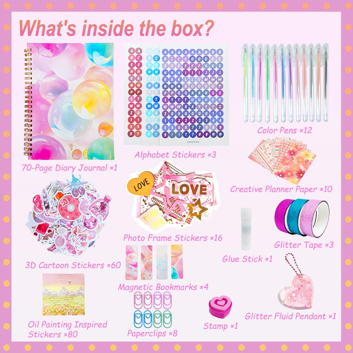 Toyelo Dly Journal Kit For Girls, Diary Suppies Set, Jouraling Art Crafts Kits, Stationery Set Ldeal Gits For 8 9 10 11 12 13 14