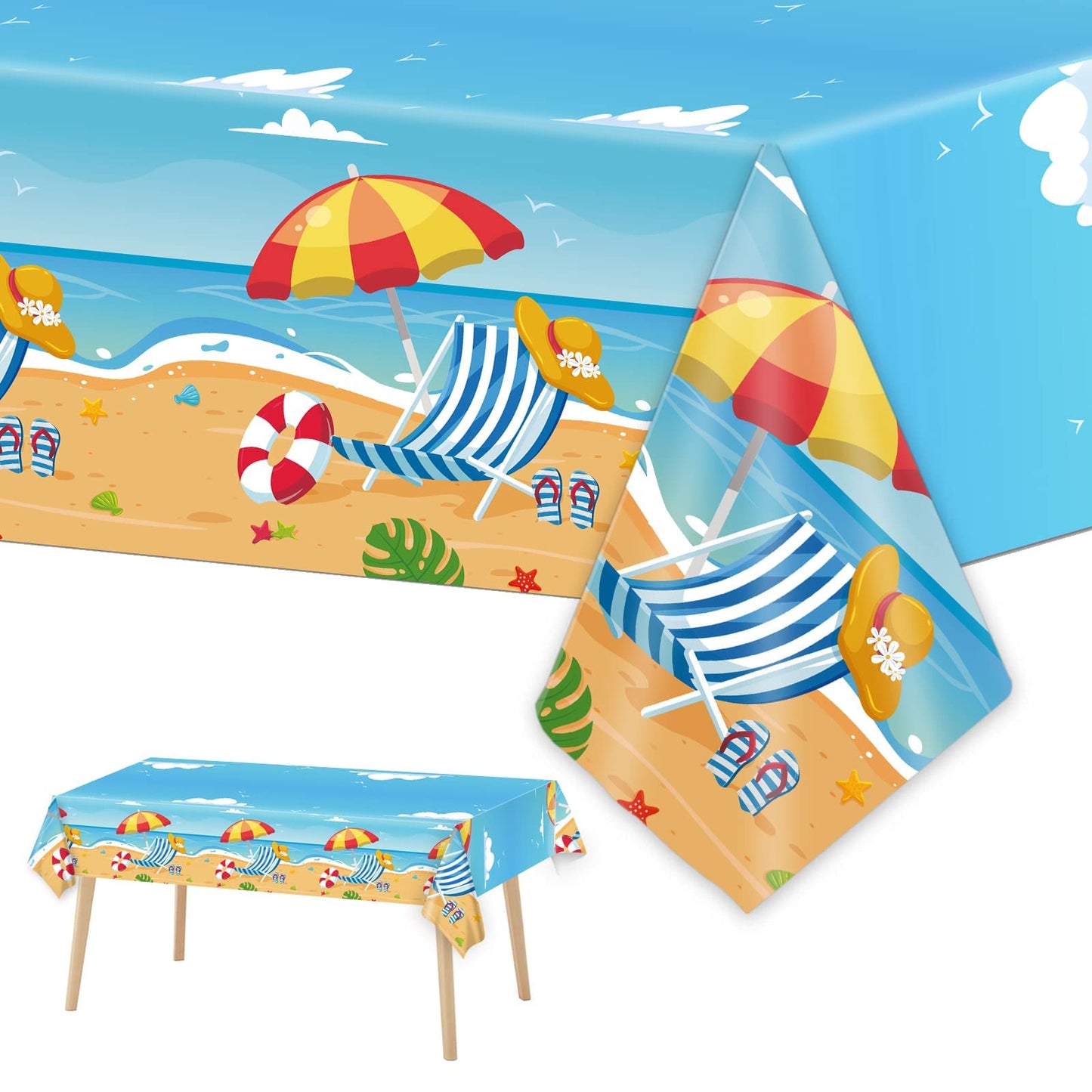 3 Pieces Summer Beach Tablecloths For Hawaiian Decorations Plastic Disposable Pool Surfboard Party Table Covers For Rectangle Tables Birthday Baby Shower Party Supplies Favors, 54 X 108 Inches